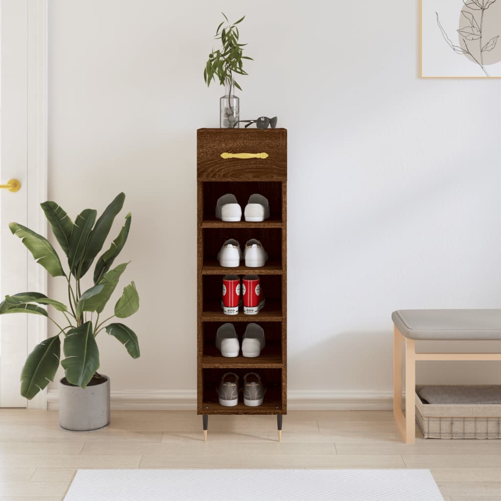 Shoe Cabinet Brown Oak Look 30x35x105 cm Wood Material