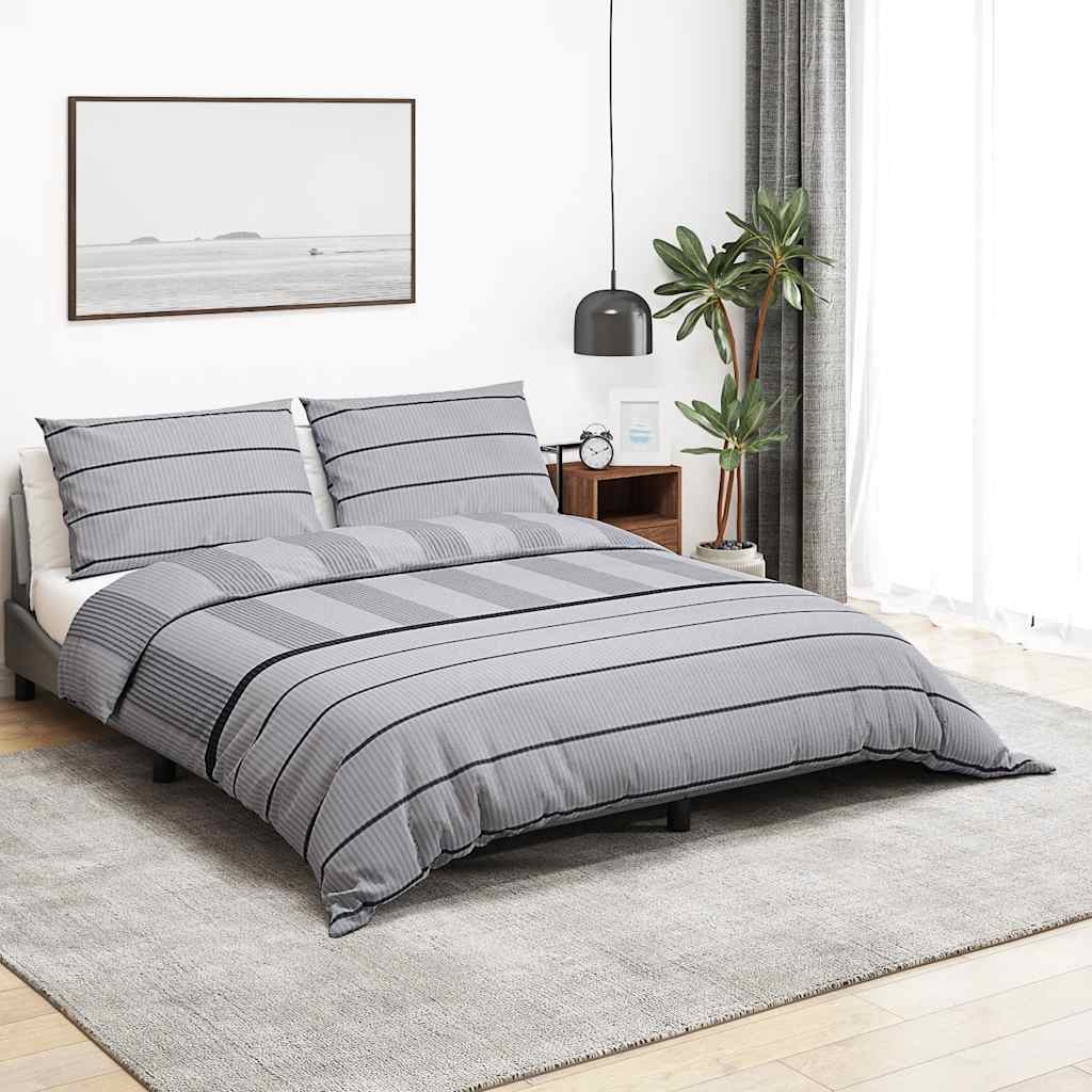 Bettwäsche-Set Grau 200x200 cm Baumwolle