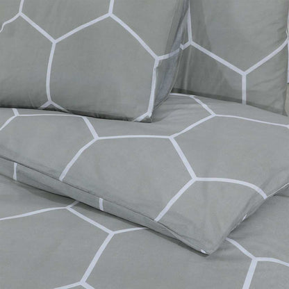 Bettwäsche-Set Grau und Weiß 140x200 cm Baumwolle