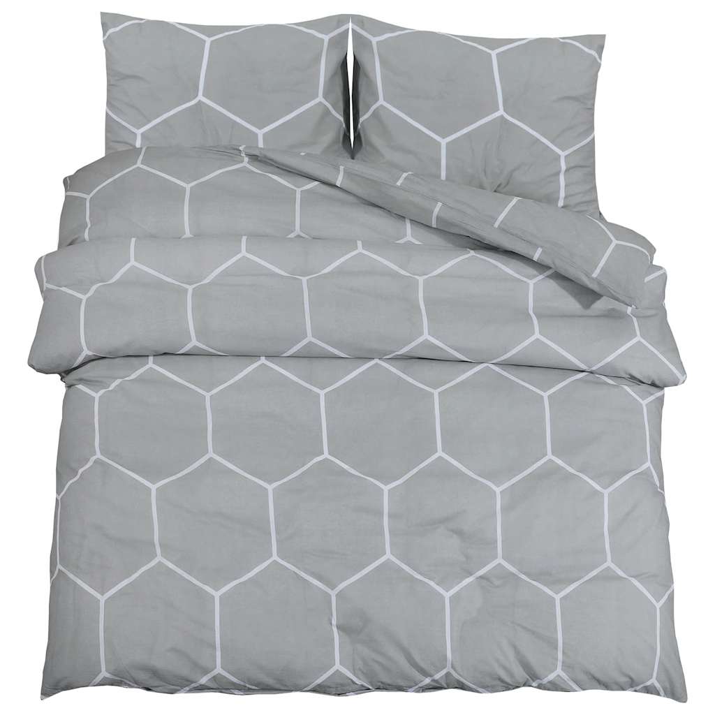 Bettwäsche-Set Grau 240x220 cm Baumwolle