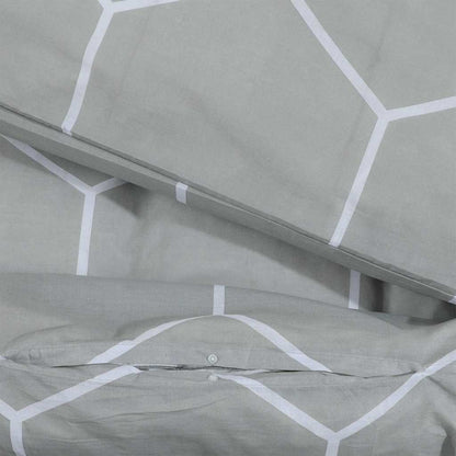 Bettwäsche-Set Grau und Weiß 240x220 cm Baumwolle