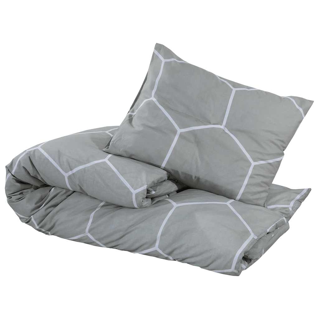 Bettwäsche-Set Grau und Weiß 140x200 cm Baumwolle