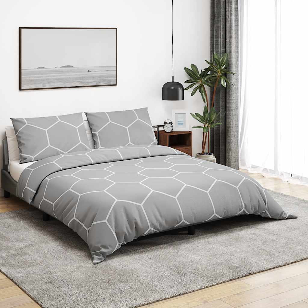 Bettwäsche-Set Grau und Weiß 140x200 cm Baumwolle