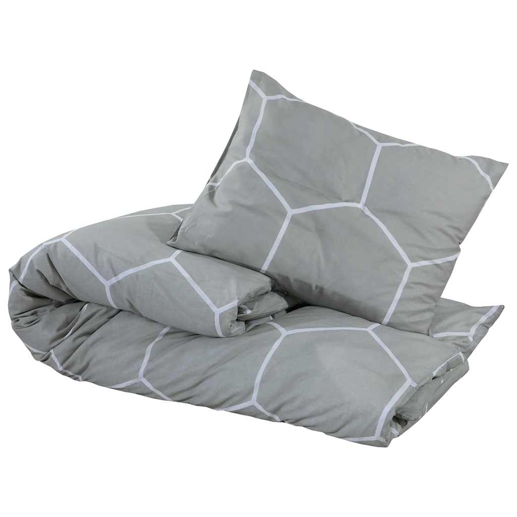 Bettwäsche-Set Grau und Weiß 200x200 cm Baumwolle