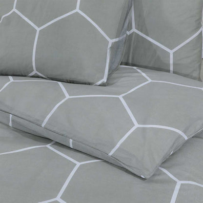 Bettwäsche-Set Grau und Weiß 135x200 cm Baumwolle