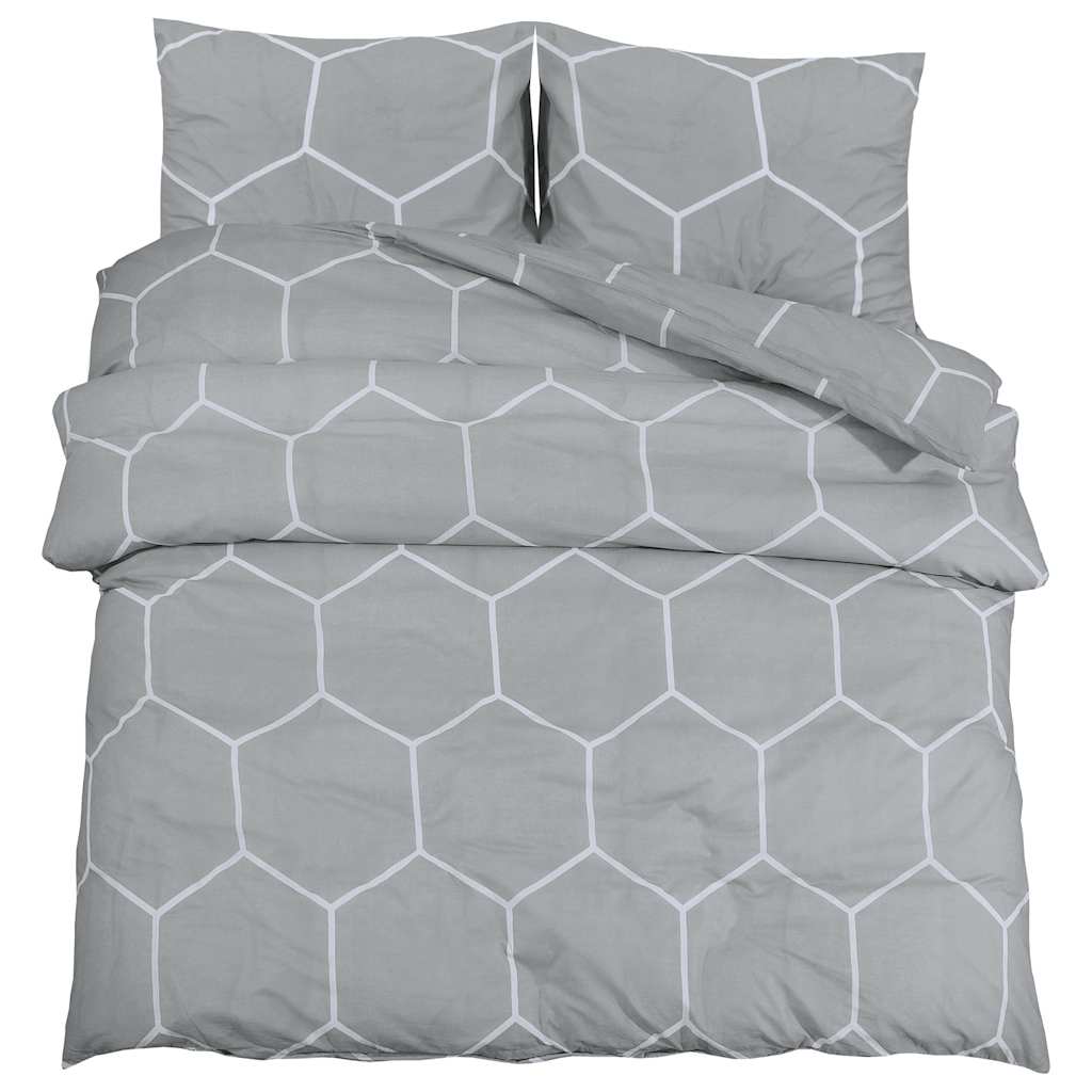 Bettwäsche-Set Grau 155x220 cm Baumwolle