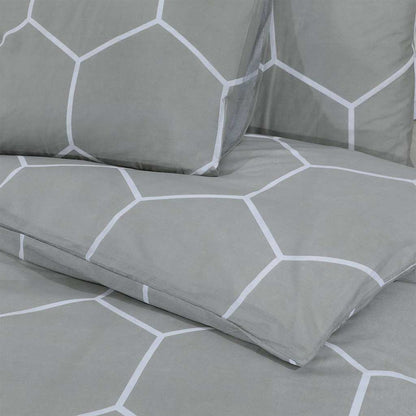 Bettwäsche-Set Grau und Weiß 200x220 cm Baumwolle