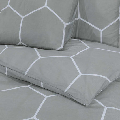 Bettwäsche-Set Grau und Weiß 225x220 cm Baumwolle