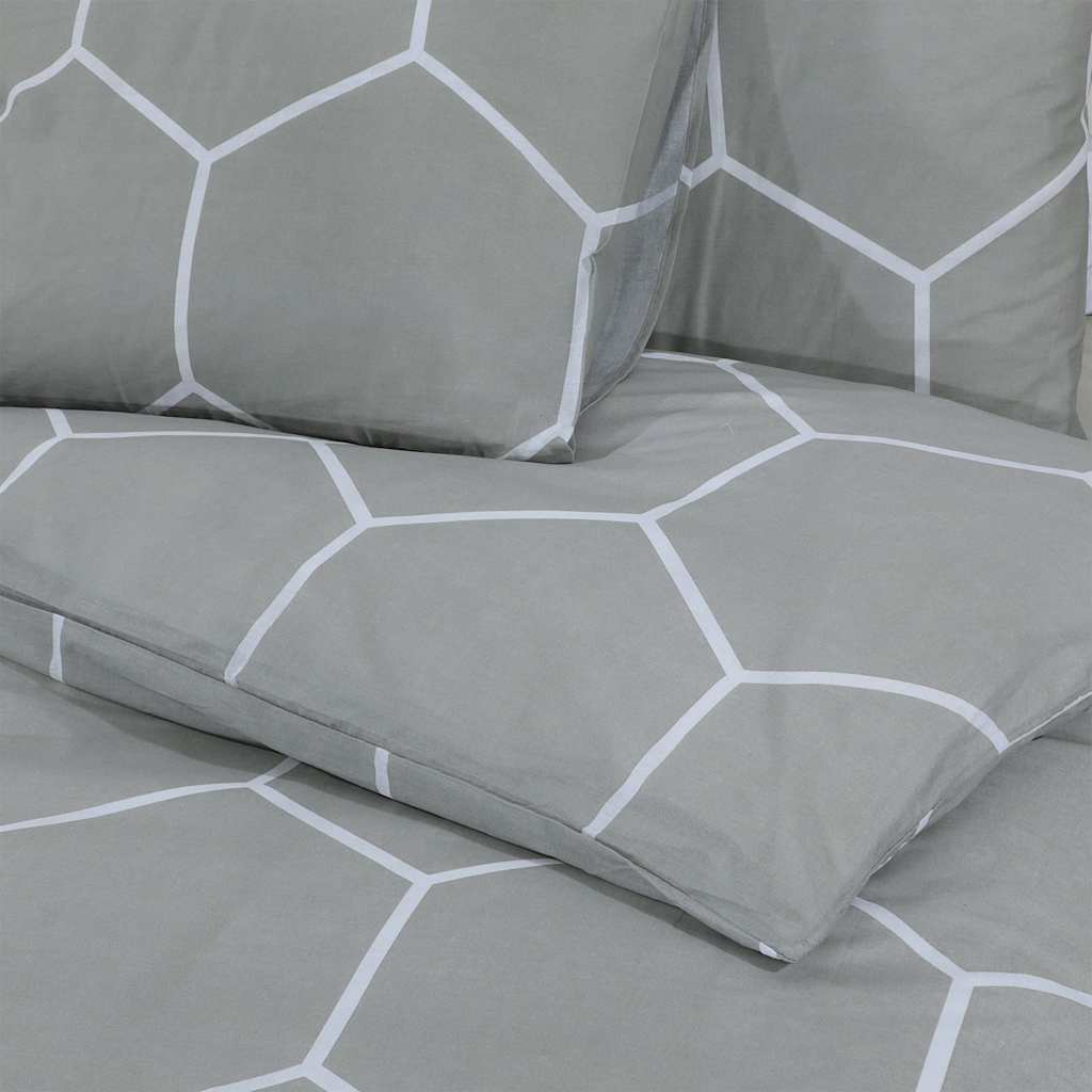 Bettwäsche-Set Grau und Weiß 260x220 cm Baumwolle