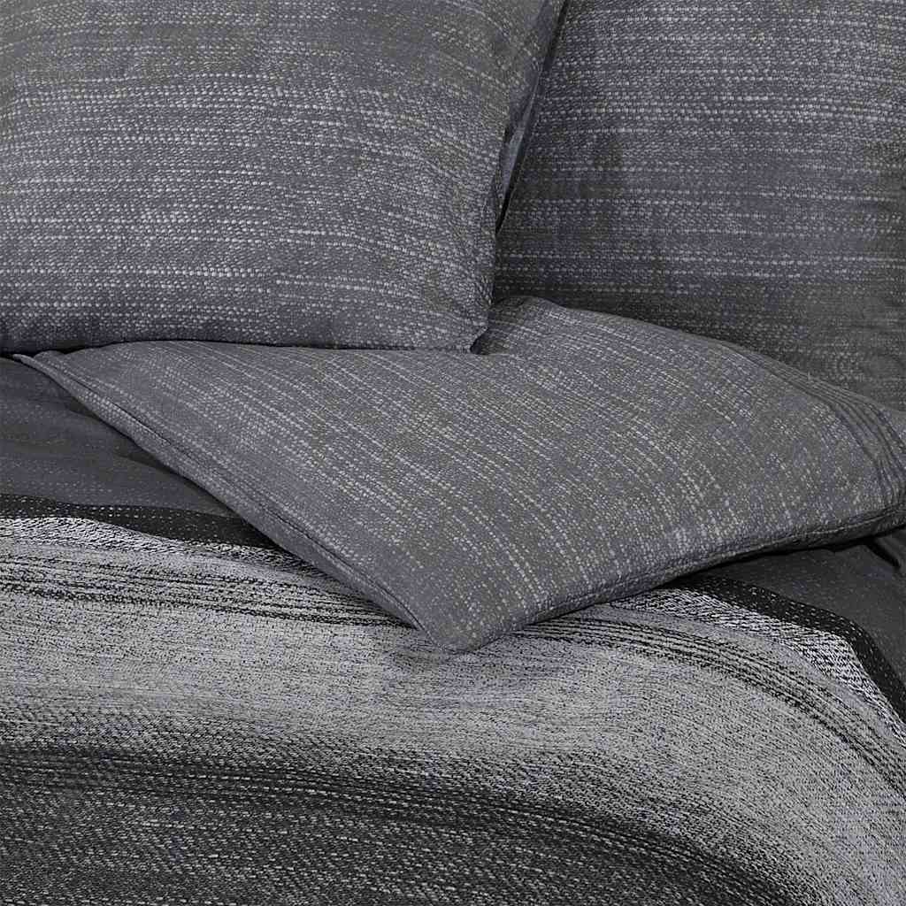 Bettwäsche-Set Dunkelgrau und Schwarz 140x200 cm Baumwolle