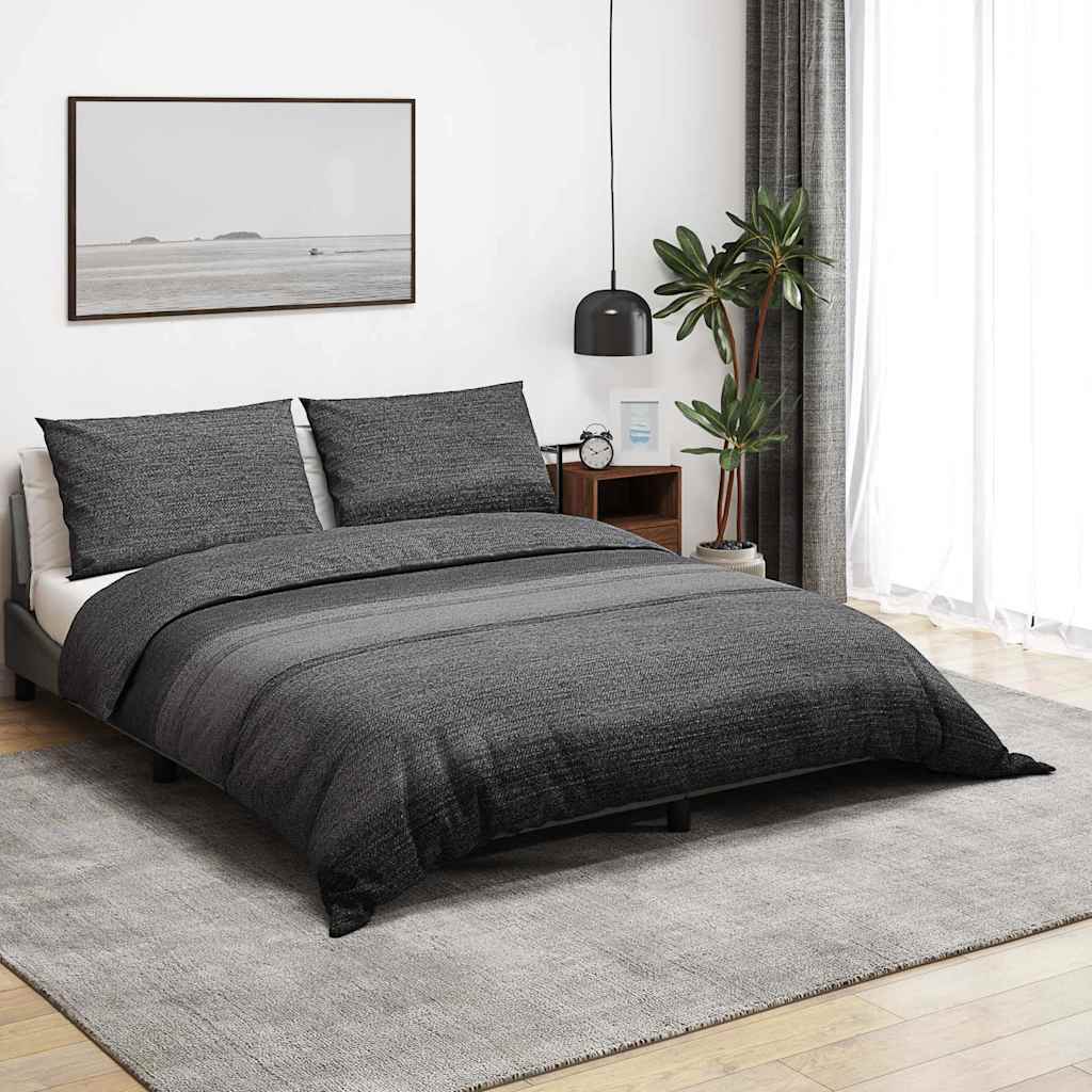 Bettwäsche-Set Dunkelgrau und Schwarz 140x200 cm Baumwolle