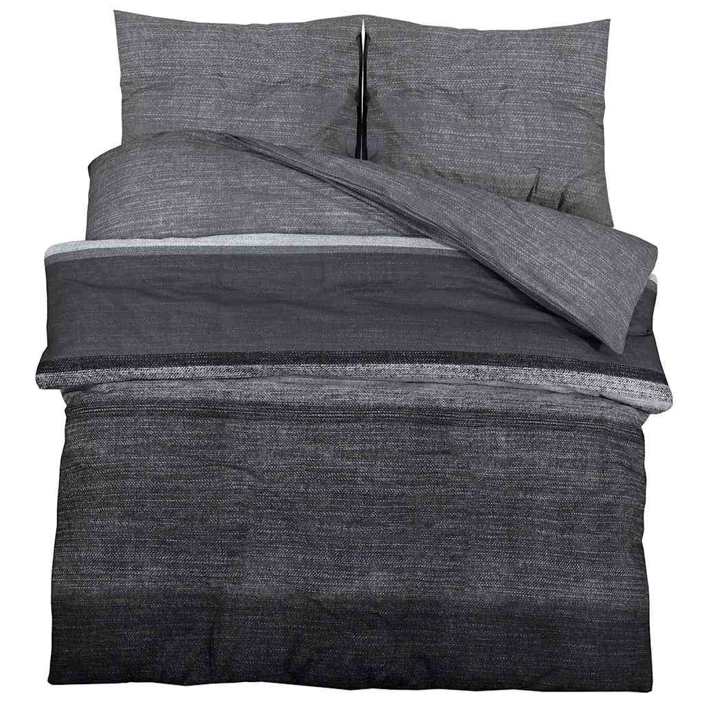 Bettwäsche-Set Dunkelgrau und Schwarz 200x200 cm Baumwolle