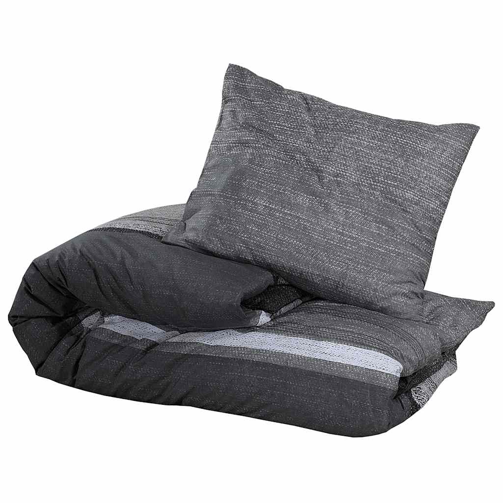 Bettwäsche-Set Dunkelgrau und Schwarz 200x200 cm Baumwolle