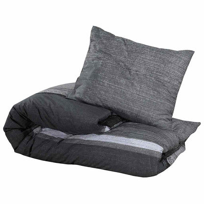 Bettwäsche-Set Dunkelgrau und Schwarz 140x200 cm Baumwolle