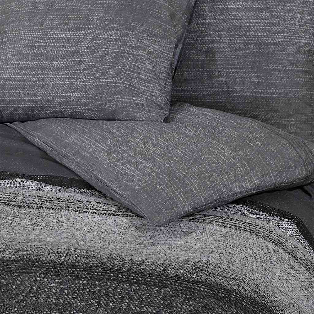 Bettwäsche-Set Dunkelgrau und Schwarz 200x200 cm Baumwolle