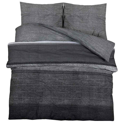 Bettwäsche-Set Dunkelgrau und Schwarz 260x240 cm Baumwolle