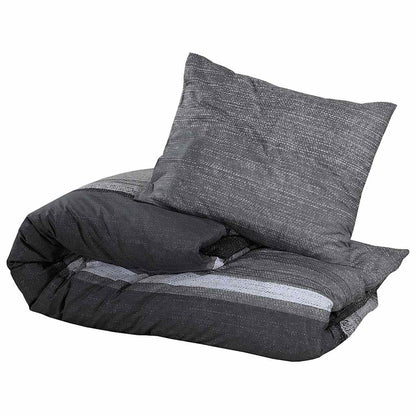 Bettwäsche-Set Dunkelgrau und Schwarz 135x200 cm Baumwolle