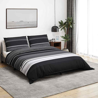 Bettwäsche-Set Schwarz Gestreift 140x200 cm Baumwolle