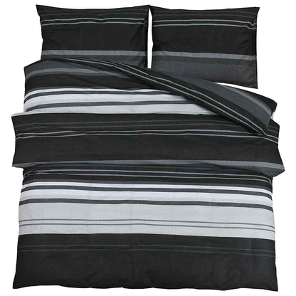 Bettwäsche-Set Schwarz Gestreift 200x200 cm Baumwolle