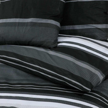 Bettwäsche-Set Schwarz Gestreift 140x200 cm Baumwolle