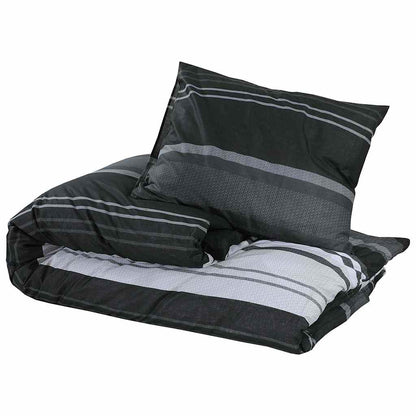 Bettwäsche-Set Schwarz Gestreift 200x200 cm Baumwolle