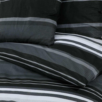 Bettwäsche-Set Schwarz Gestreift 135x200 cm Baumwolle