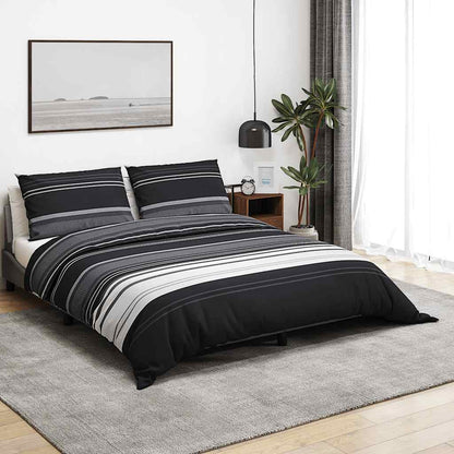 Bettwäsche-Set Schwarz Gestreift 135x200 cm Baumwolle