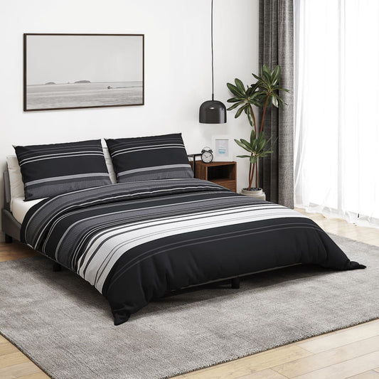 Parure de lit noir et blanc 155x220 cm coton