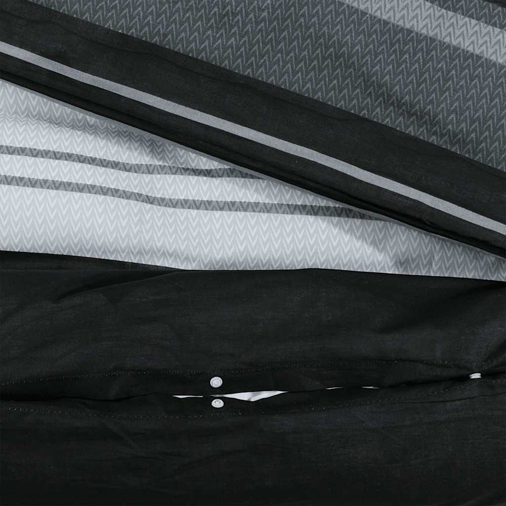 Bettwäsche-Set Schwarz Gestreift 200x200 cm Baumwolle