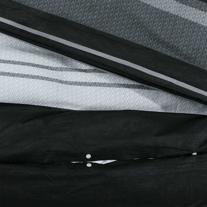 Bettwäsche-Set Schwarz Gestreift 200x200 cm Baumwolle
