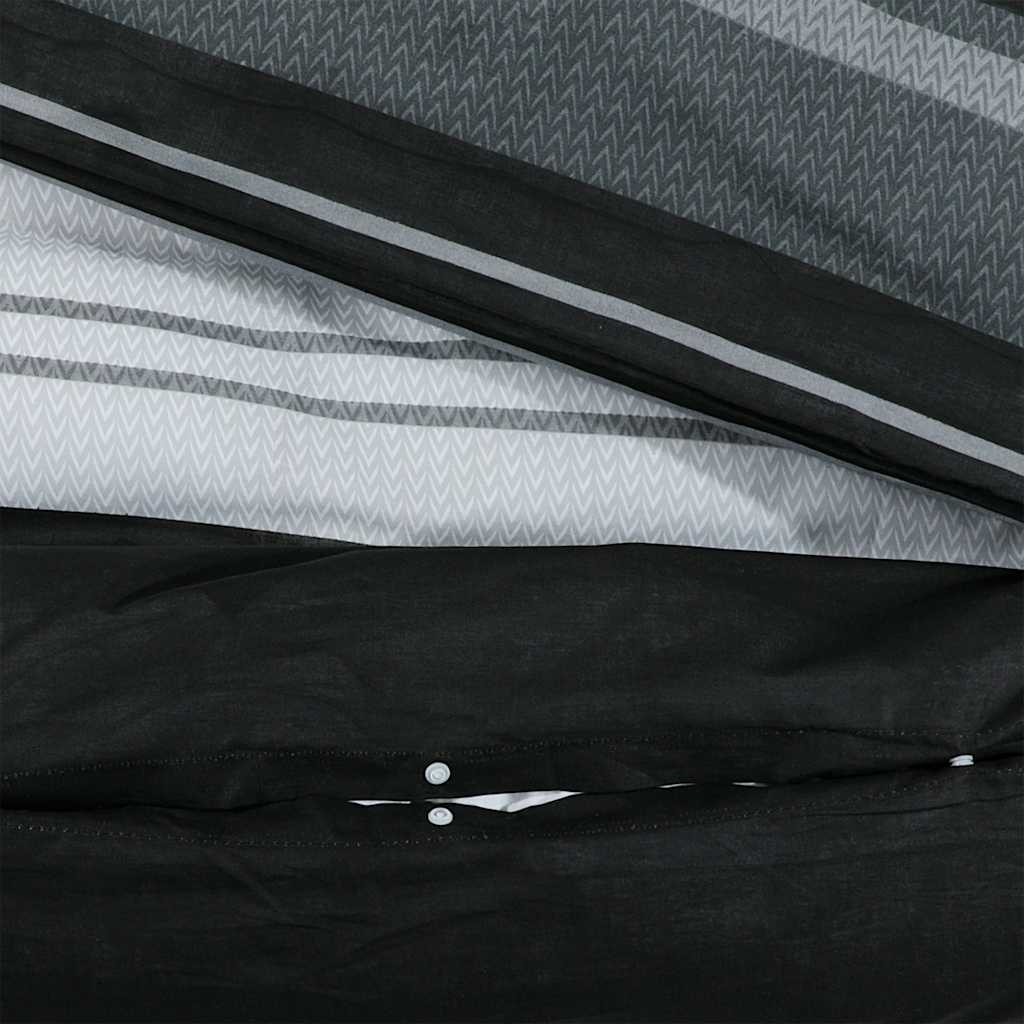 Bettwäsche-Set Schwarz Gestreift 260x220 cm Baumwolle
