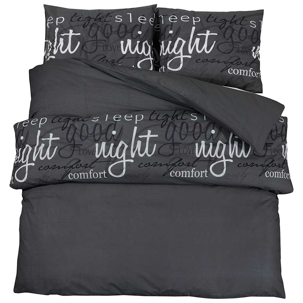 Bettwäsche-Set Schwarz 240x220 cm Baumwolle