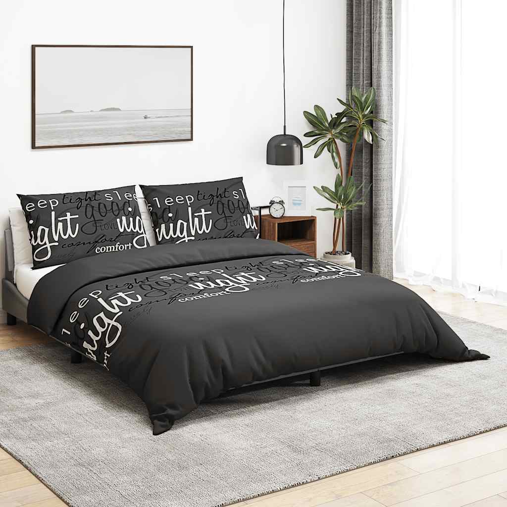 Bettwäsche-Set Schwarz und Weiß 140x200 cm Baumwolle