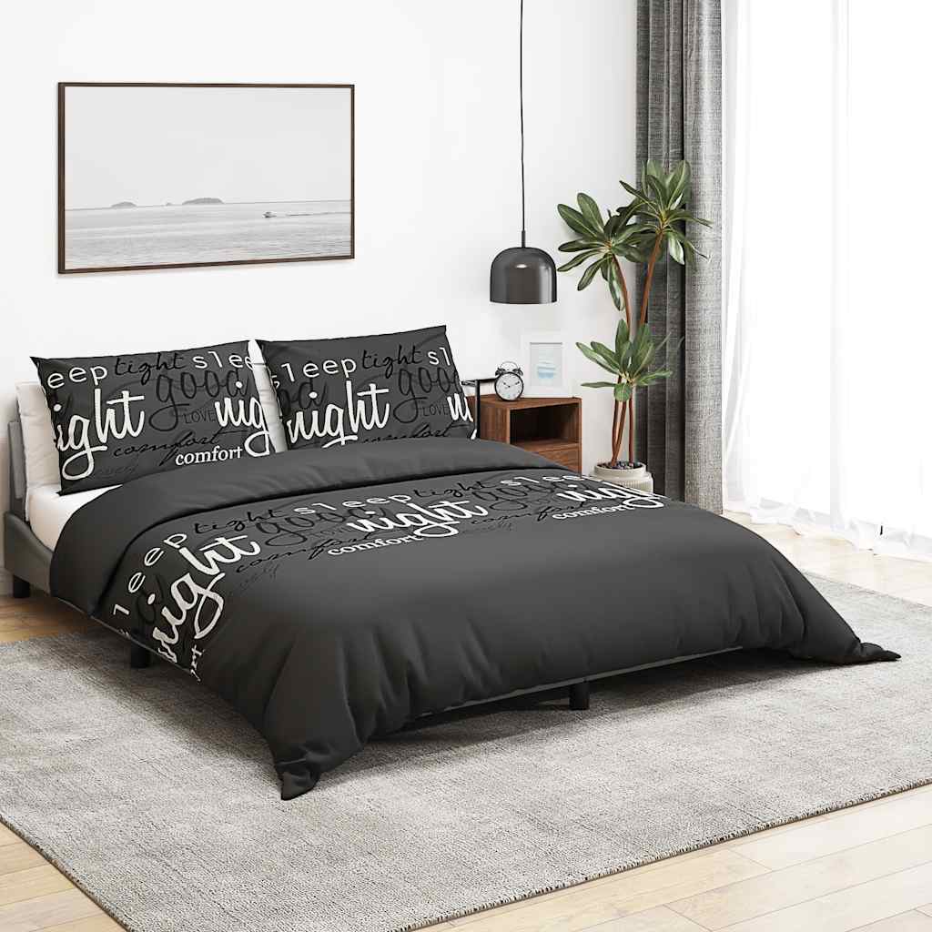 Bettwäsche-Set Schwarz und Weiß 200x200 cm Baumwolle