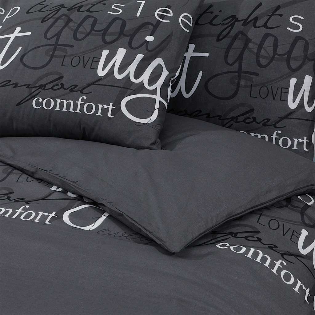 Bettwäsche-Set Schwarz 200x220 cm Baumwolle