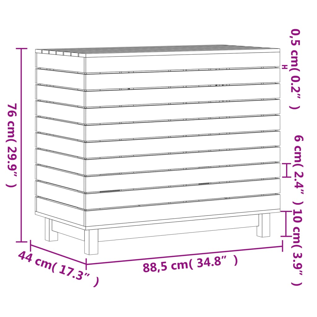 Coffre à linge 88,5x44x76 cm en bois de pin massif