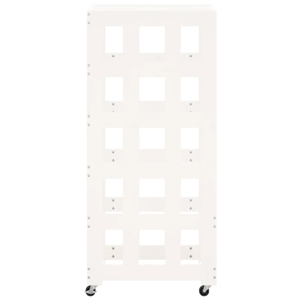 Kaminholzregal mit Rollen Weiß 40x49x110 cm Massivholz Kiefer