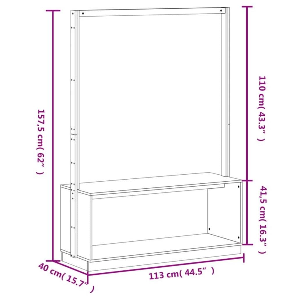 Portant à vêtements avec étagère à chaussures blanc 113x40x157,5 cm bois de pin