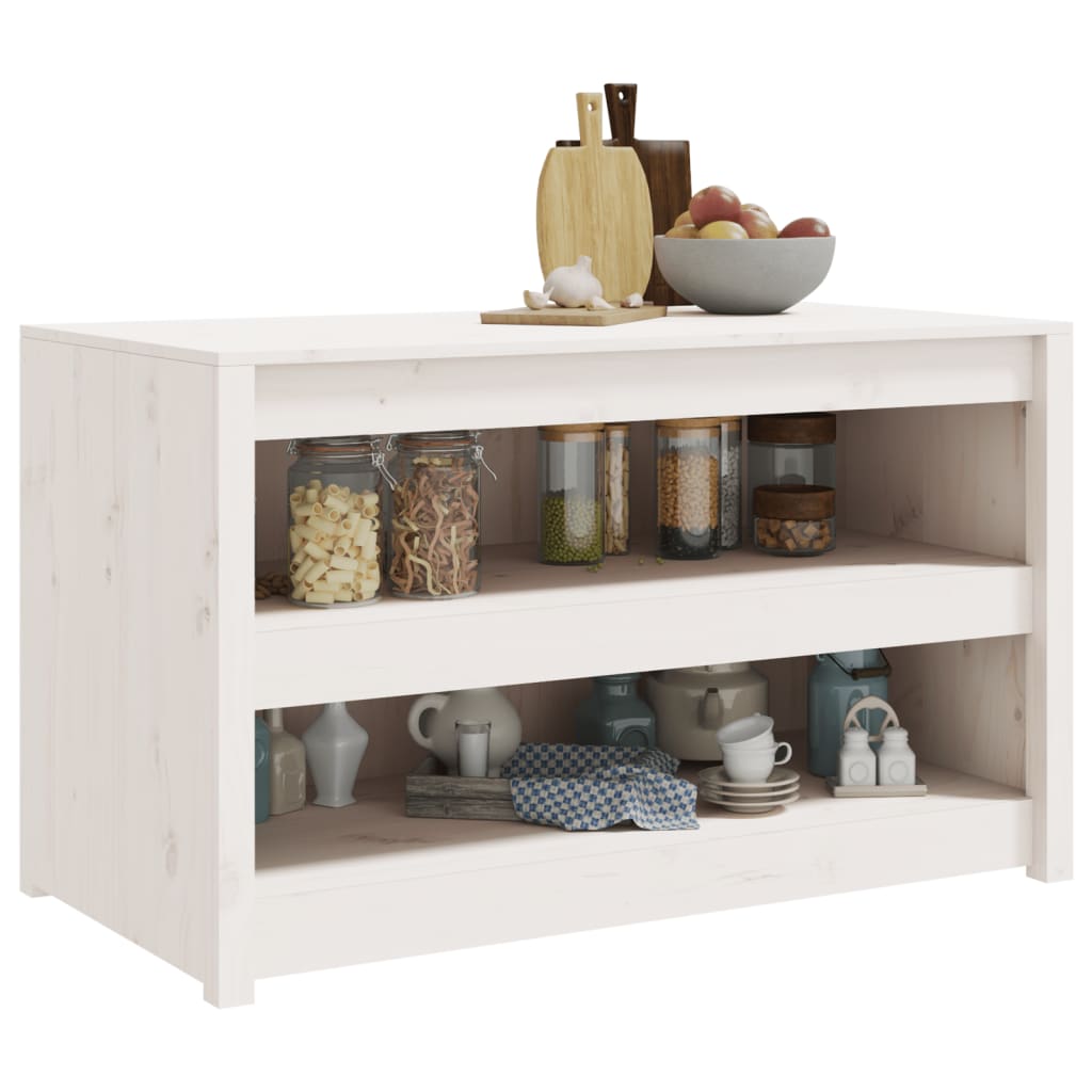 Meuble de cuisine d'extérieur blanc 106x55x64 cm en bois de pin massif