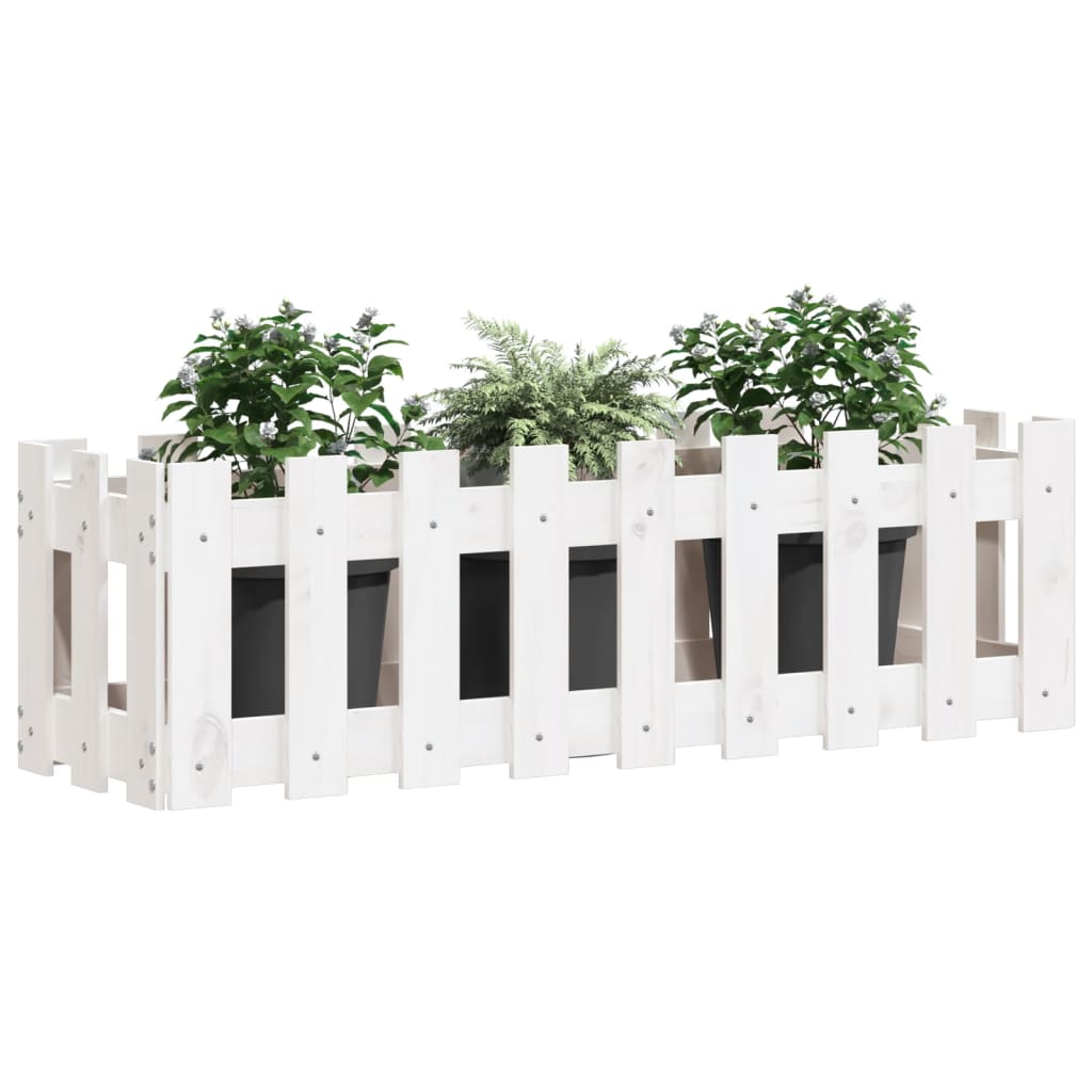 Palissade de lit surélevé design blanc 100x30x30 cm bois de pin massif