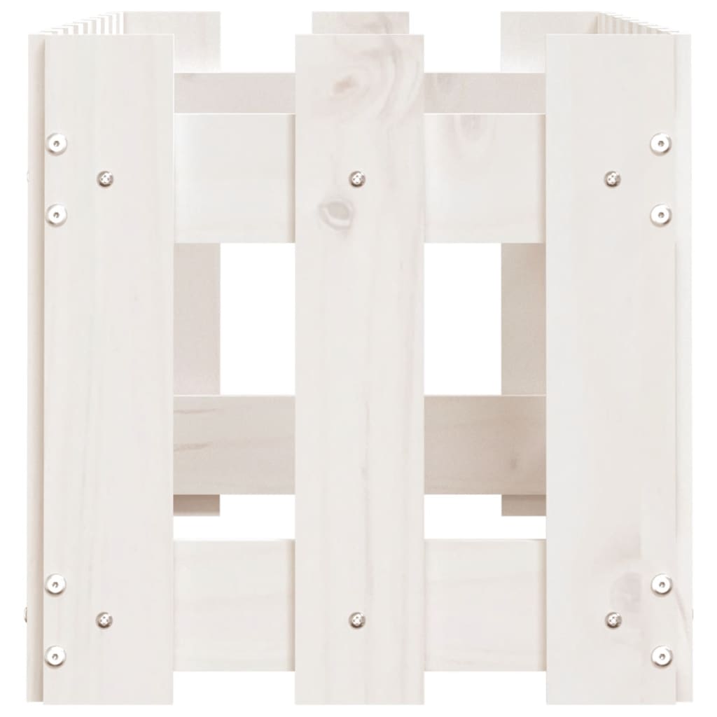 Palissade de lit surélevé design blanc 100x30x30 cm bois de pin massif