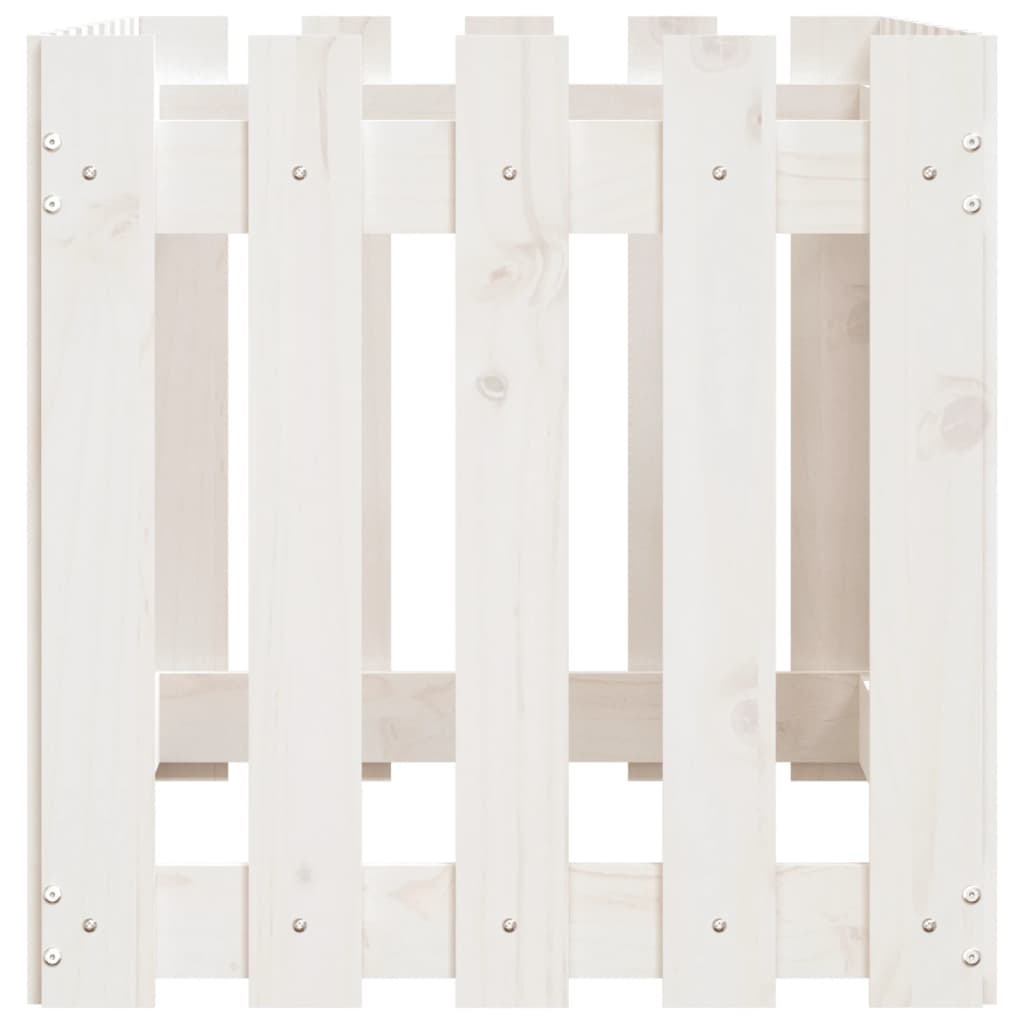 Palissade de lit surélevé design blanc 100x50x50 cm bois de pin massif