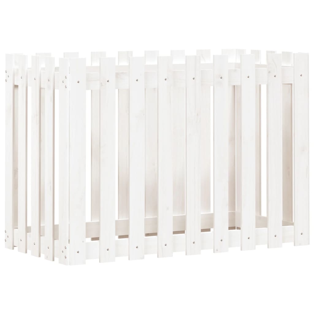 Palissade de lit surélevé design blanc 100x50x70 cm bois de pin massif