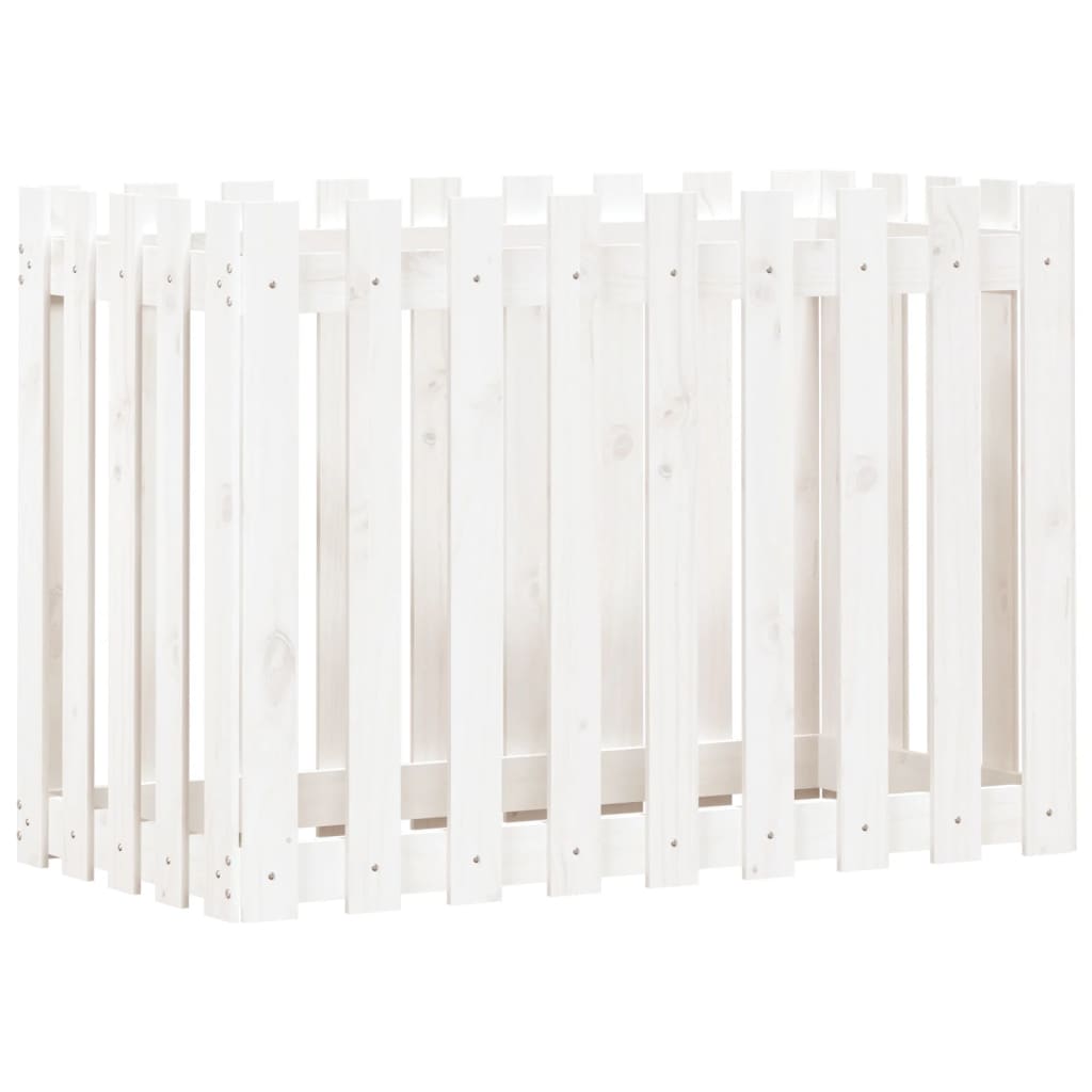 Palissade de lit surélevé design blanc 100x50x70 cm bois de pin massif