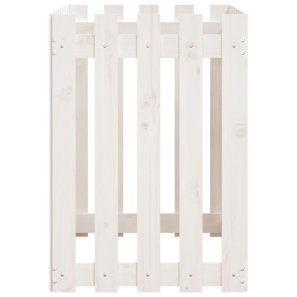 Palissade de lit surélevé design blanc 100x50x70 cm bois de pin massif