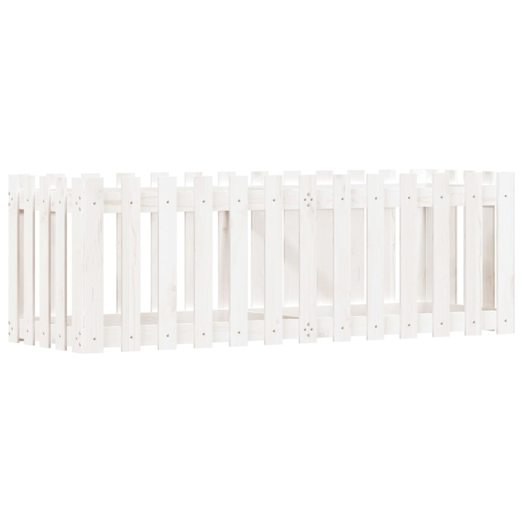 Palissade de lit surélevé design blanc 150x50x50 cm bois de pin massif