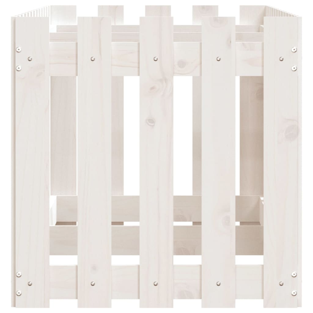 Palissade de lit surélevé design blanc 150x50x50 cm bois de pin massif