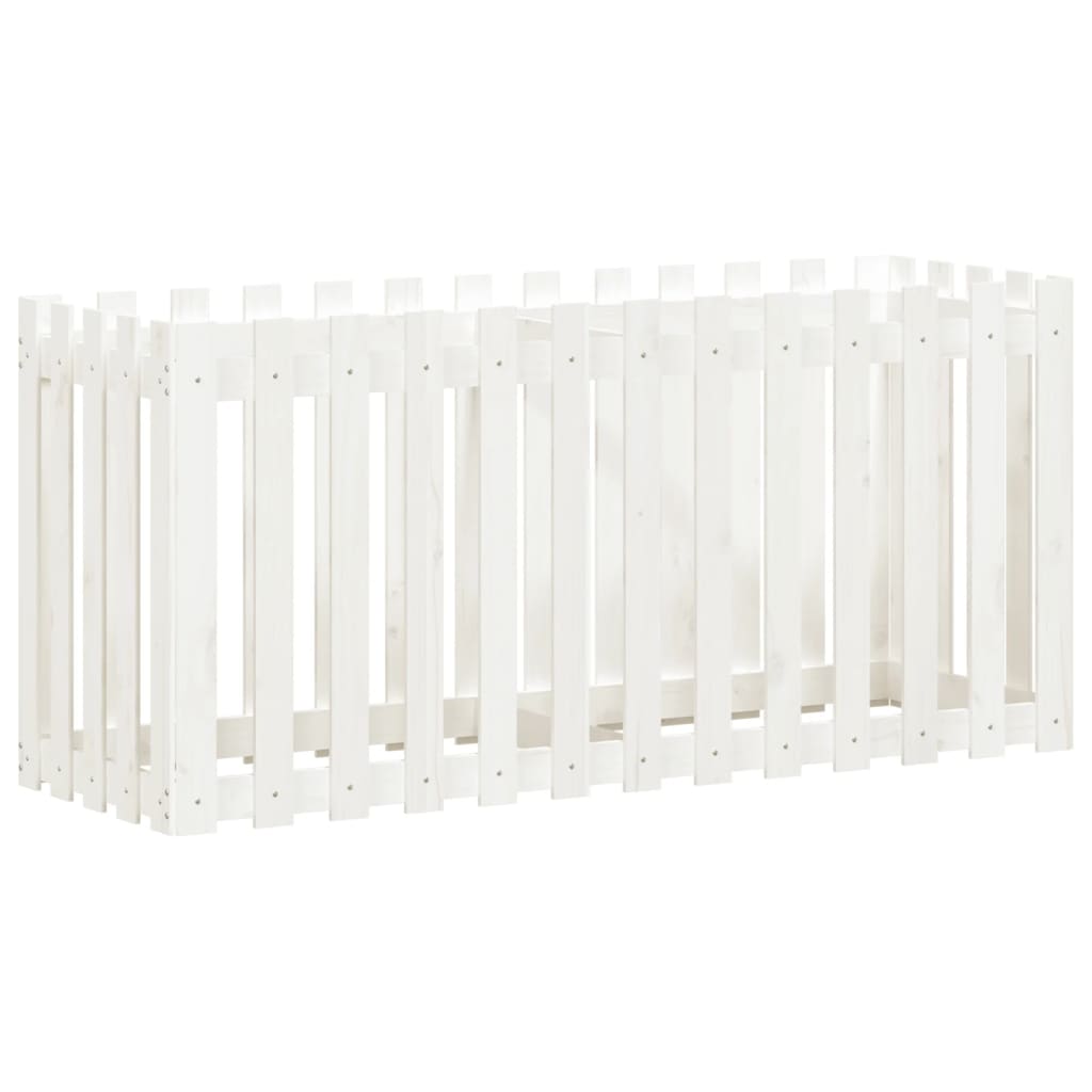 Palissade de lit surélevé design blanc 150x50x70 cm bois de pin massif