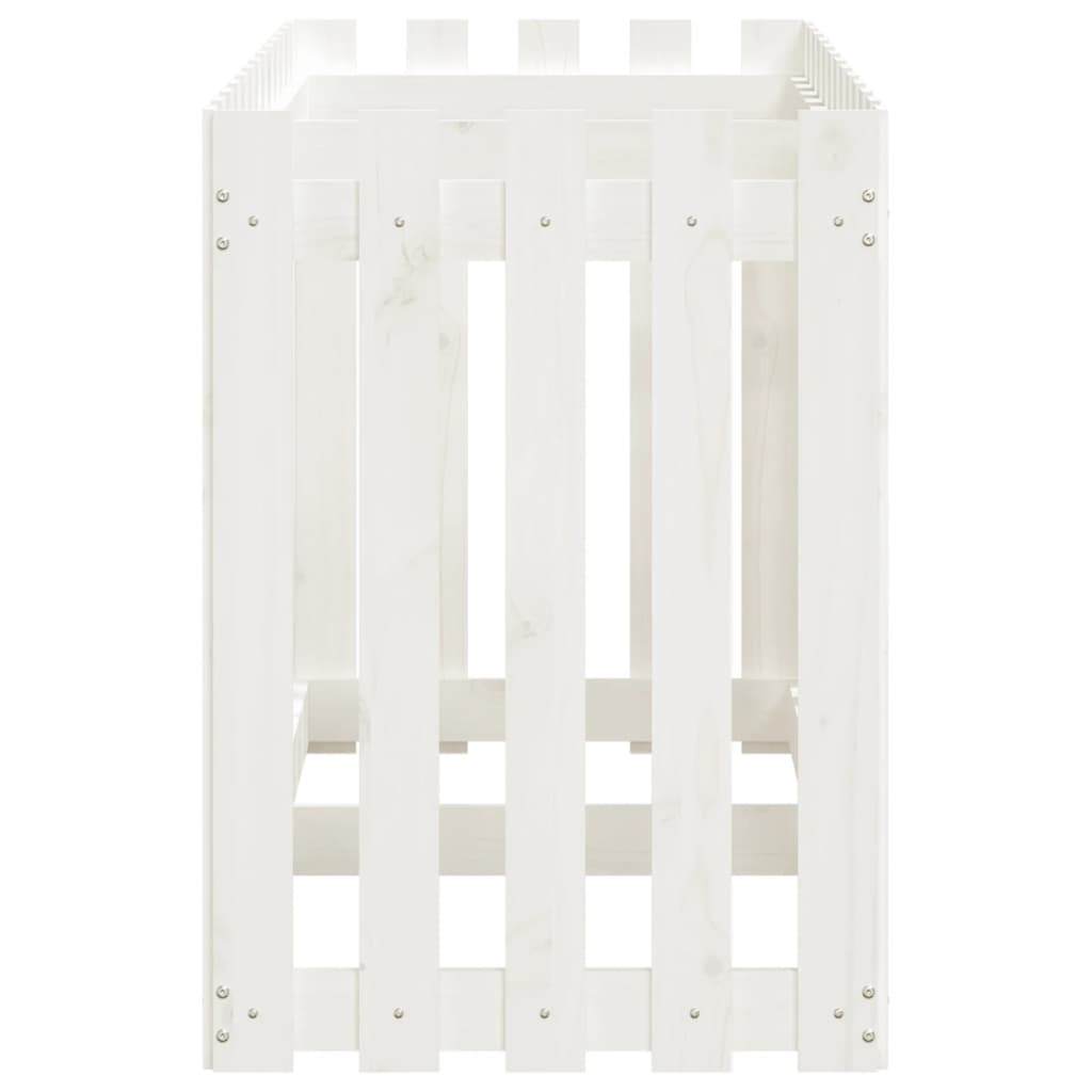 Palissade de lit surélevé design blanc 150x50x70 cm bois de pin massif