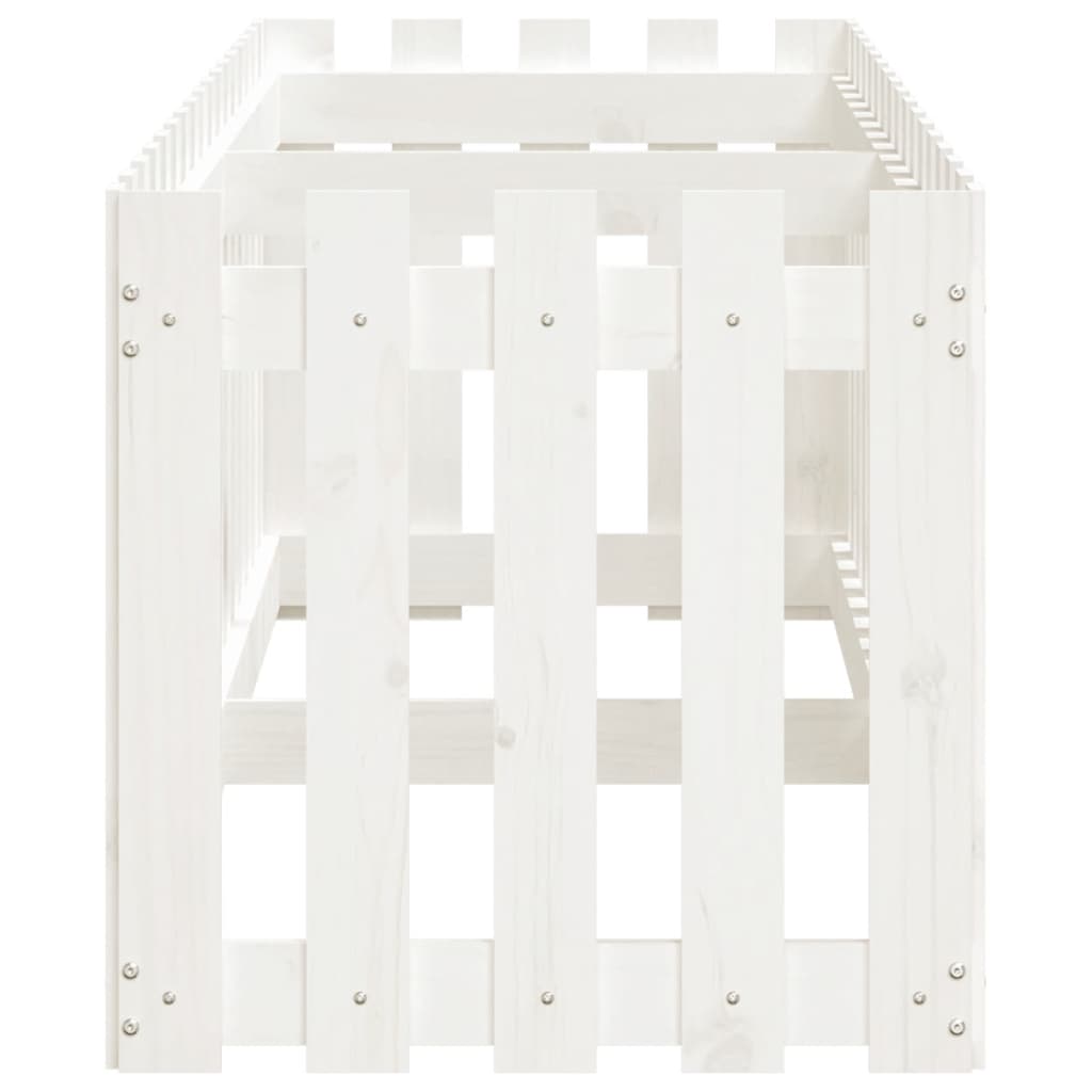 Palissade de lit surélevé design blanc 200x50x50 cm bois de pin massif